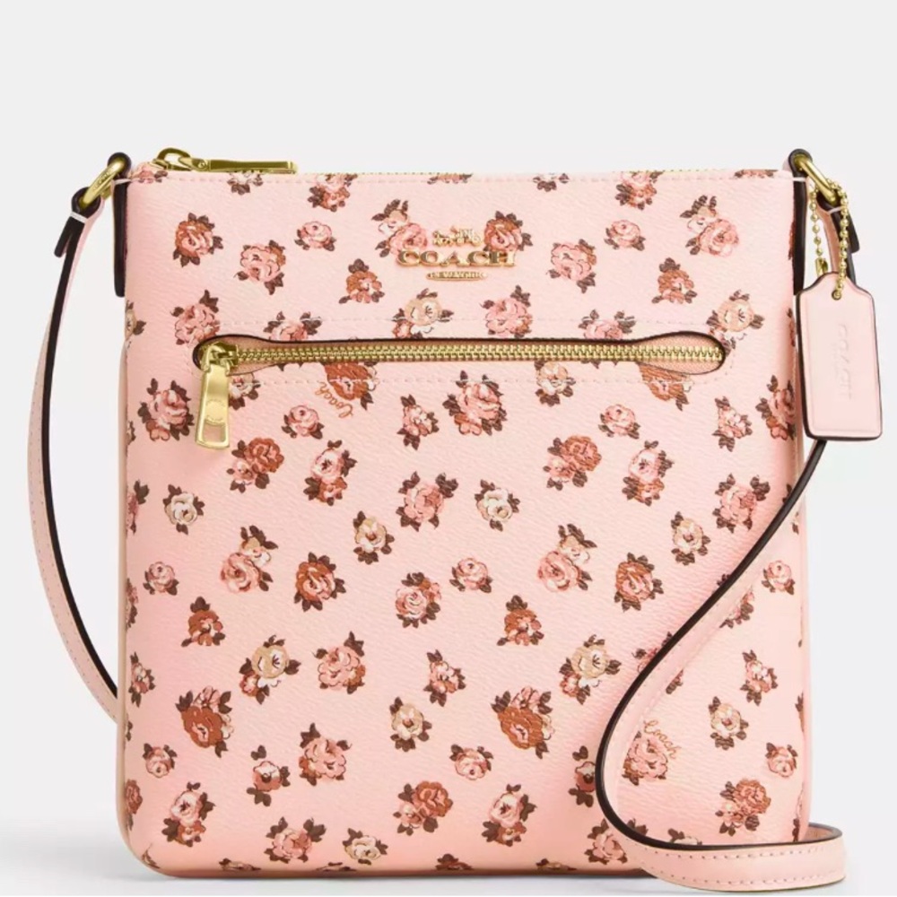 New blush rosette Rowan file bag - coach